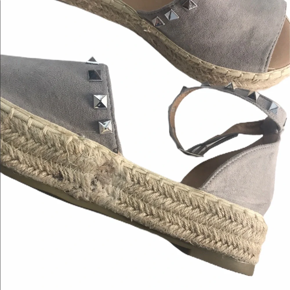 ⤵️Bella Marie Eliz Grey Suede Espadrilles
